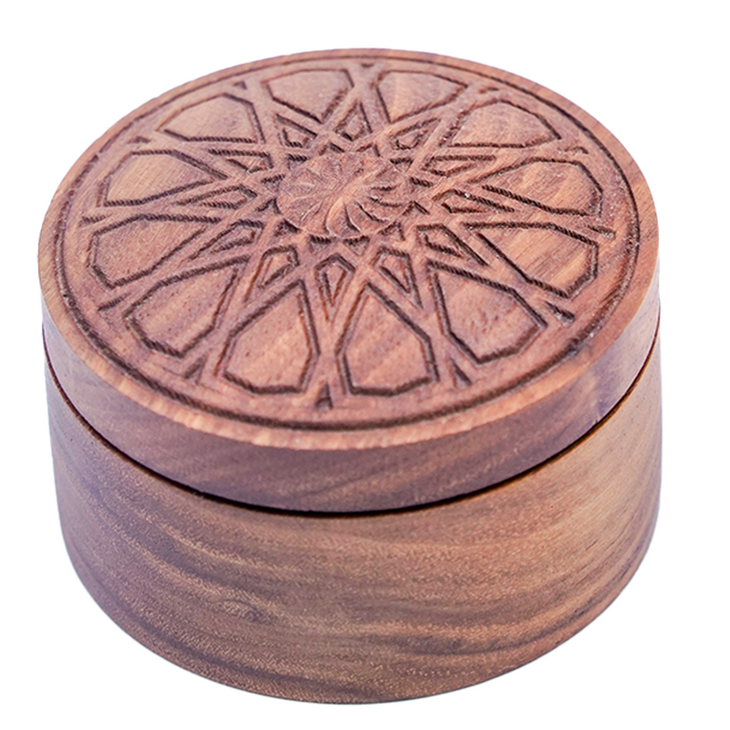 Wooden Accessory Box - With Geometric Motif [mahogany tree]