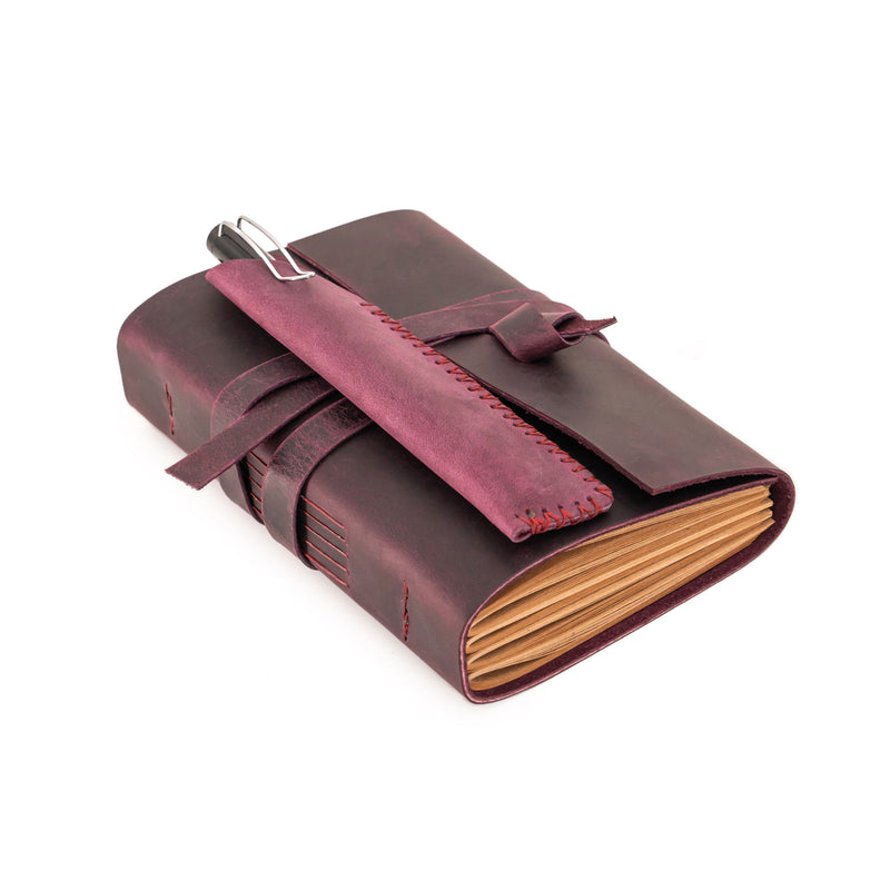 A6 Leather Notebook - Handmade, soft lid [14.8 cm x 10,5 cm]