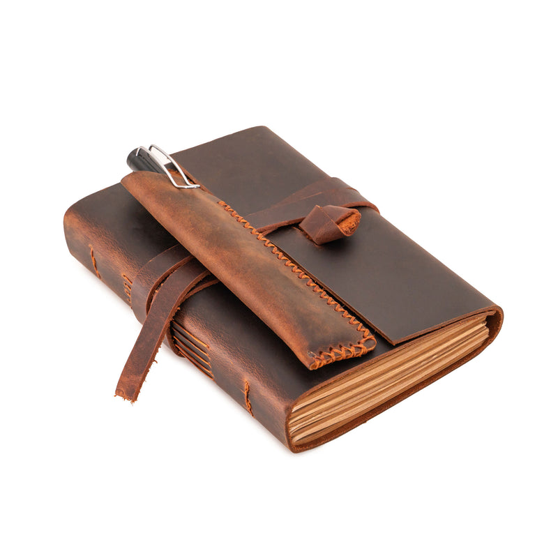 A6 Leather Notebook - Handmade, soft lid [14.8 cm x 10,5 cm]