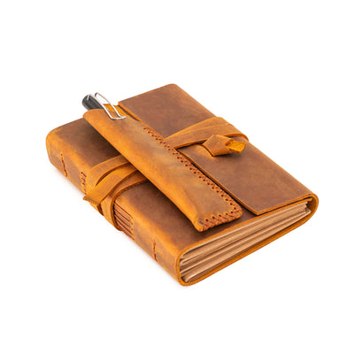 A6 Leather Notebook - Handmade, soft lid [14.8 cm x 10,5 cm]