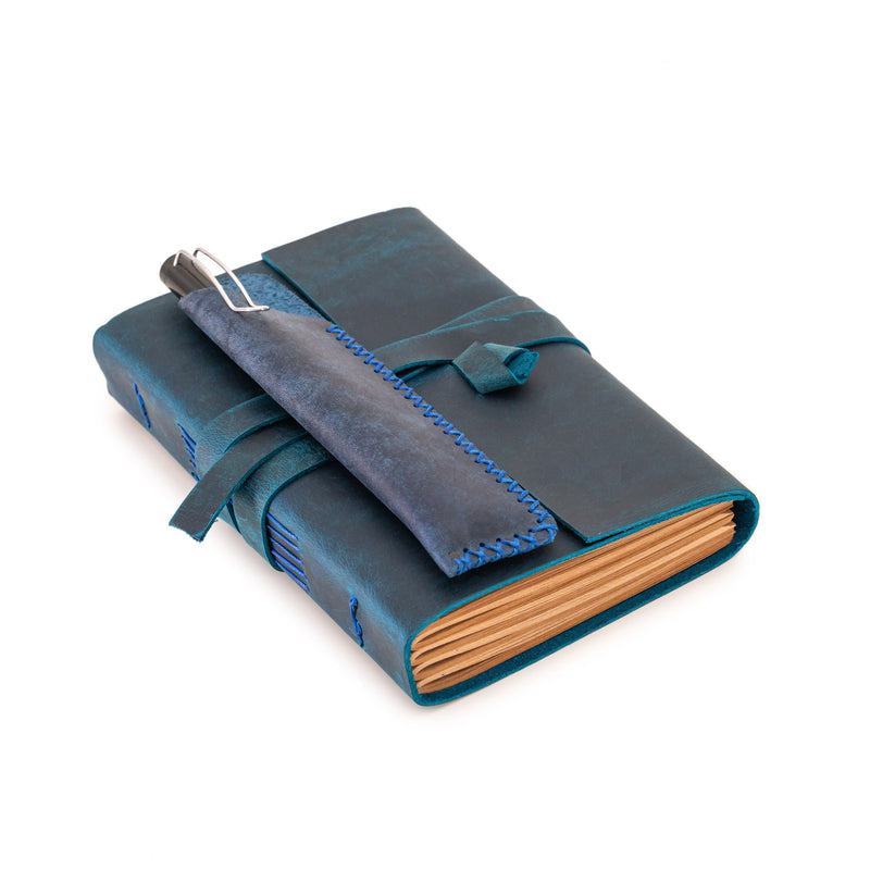A6 Leather Notebook - Handmade, soft lid [14.8 cm x 10,5 cm]