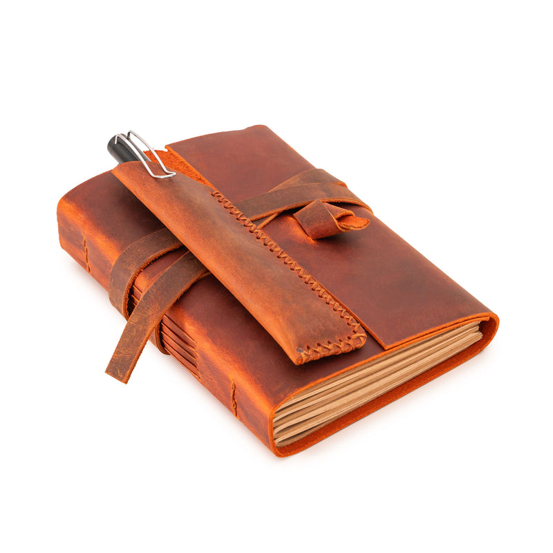 A6 Leather Notebook - Handmade, soft lid [14.8 cm x 10,5 cm]