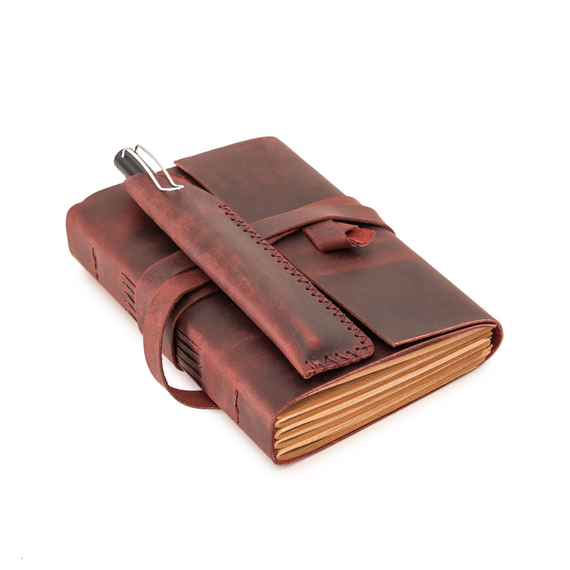 A6 Leather Notebook - Handmade, soft lid [14.8 cm x 10,5 cm]
