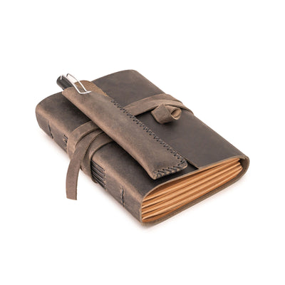 A6 Leather Notebook - Handmade, soft lid [14.8 cm x 10,5 cm]