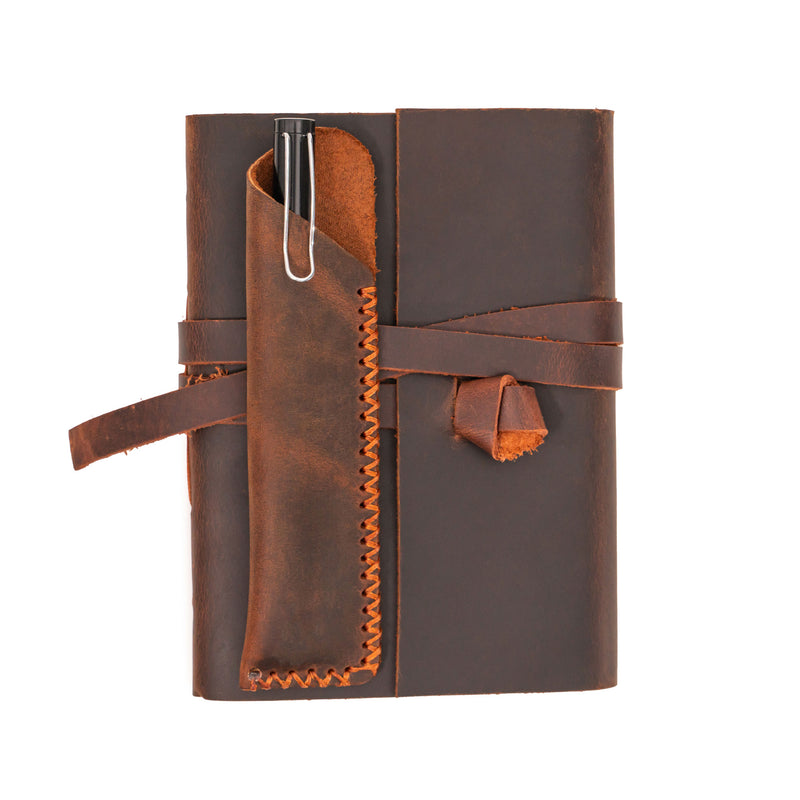 A6 Leather Notebook - Handmade, soft lid [14.8 cm x 10,5 cm]