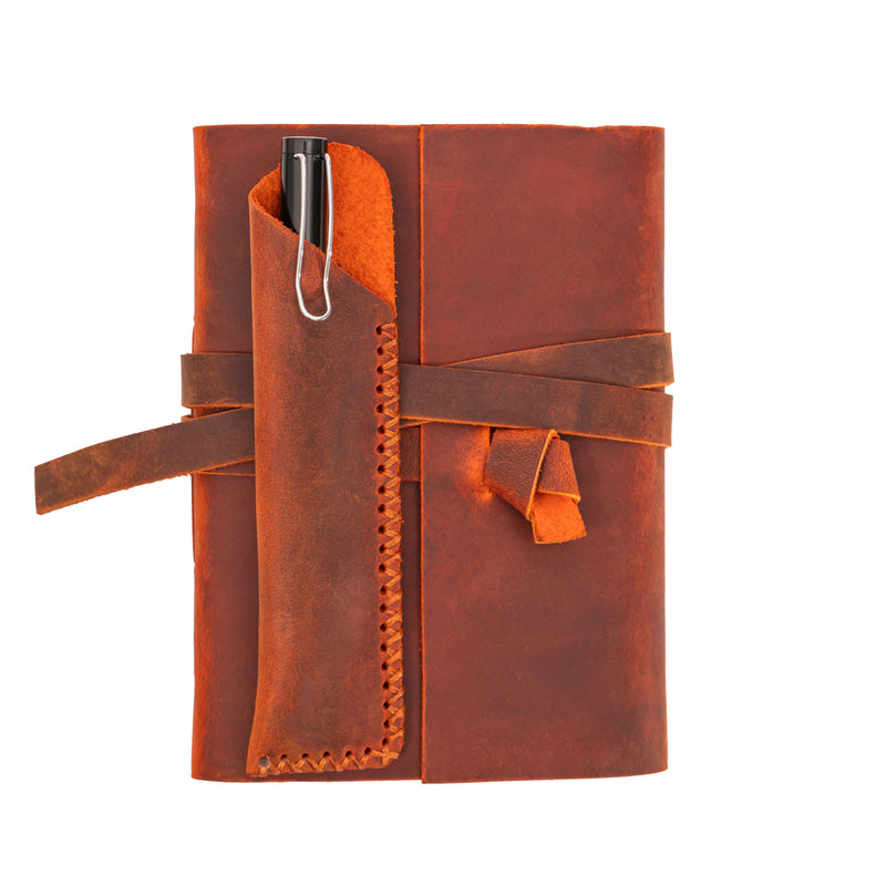 A6 Leather Notebook - Handmade, soft lid [14.8 cm x 10,5 cm]