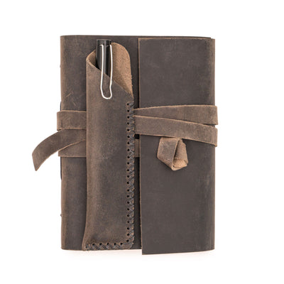 A6 Leather Notebook - Handmade, soft lid [14.8 cm x 10,5 cm]