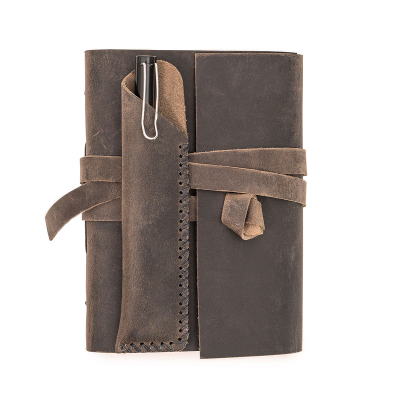 A6 Leather Notebook - Handmade, soft lid [14.8 cm x 10,5 cm]