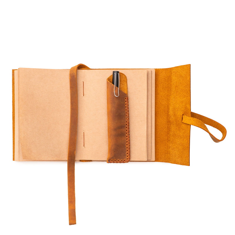 A6 Leather Notebook - Handmade, soft lid [14.8 cm x 10,5 cm]