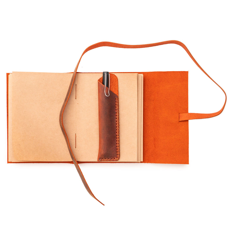 A6 Leather Notebook - Handmade, soft lid [14.8 cm x 10,5 cm]