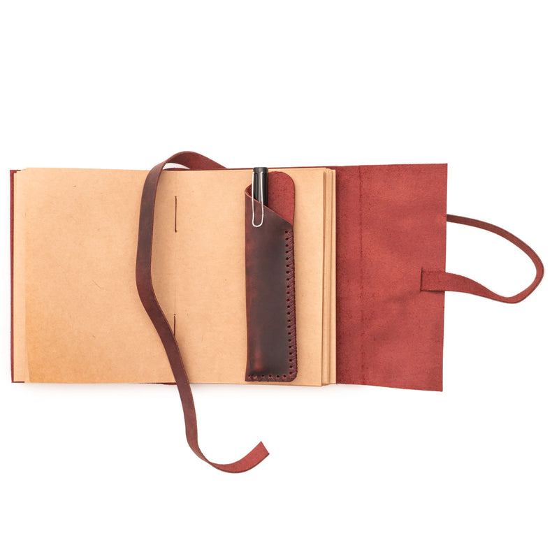 A6 Leather Notebook - Handmade, soft lid [14.8 cm x 10,5 cm]