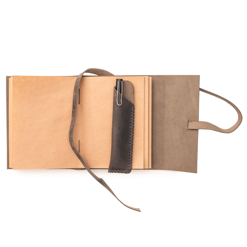 A6 Leather Notebook - Handmade, soft lid [14.8 cm x 10,5 cm]