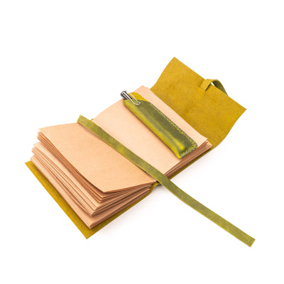 El Yapımı Deri Defter - Yumuşak Kapaklı 15 cm x 10 cm - Limon Sarısı