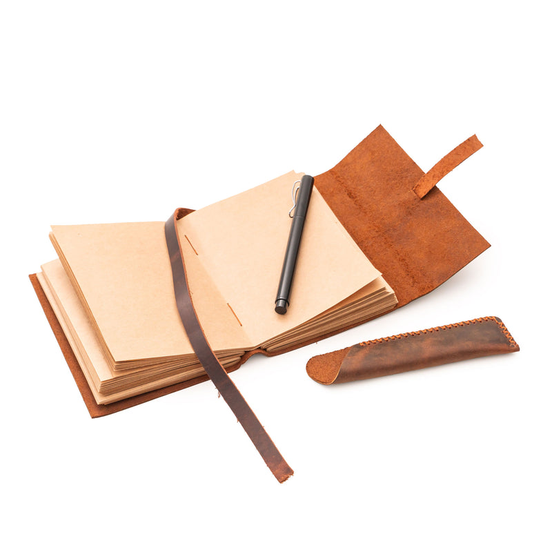 A6 Leather Notebook - Handmade, soft lid [14.8 cm x 10,5 cm]