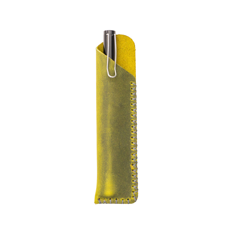 El Yapımı Deri Defter - Yumuşak Kapaklı 15 cm x 10 cm - Limon Sarısı