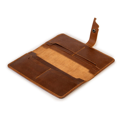 Hakiki Deri, Özel Tasarım El Yapımı Uzun Telefon Cüzdanı