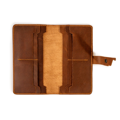 Hakiki Deri, Özel Tasarım El Yapımı Uzun Telefon Cüzdanı