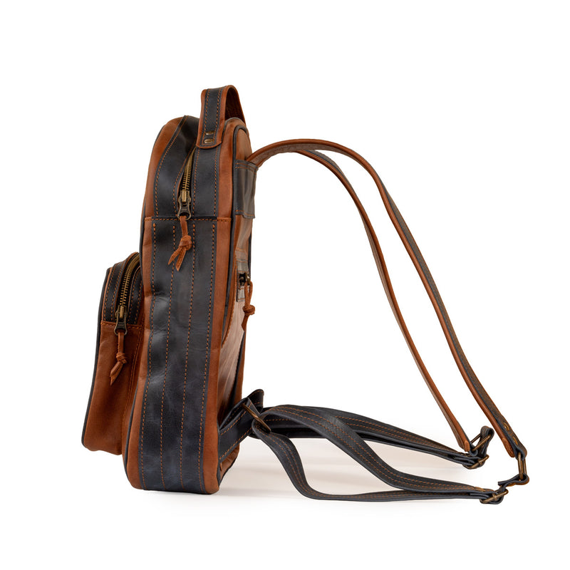Çift Renkli Deri Sırt Çantası,%100 El Yapımı, Deri Erkek Sırt Çantası