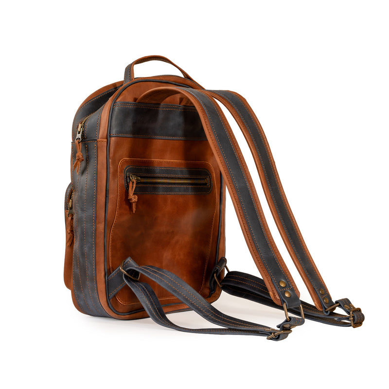 Çift Renkli Deri Sırt Çantası,%100 El Yapımı, Deri Erkek Sırt Çantası