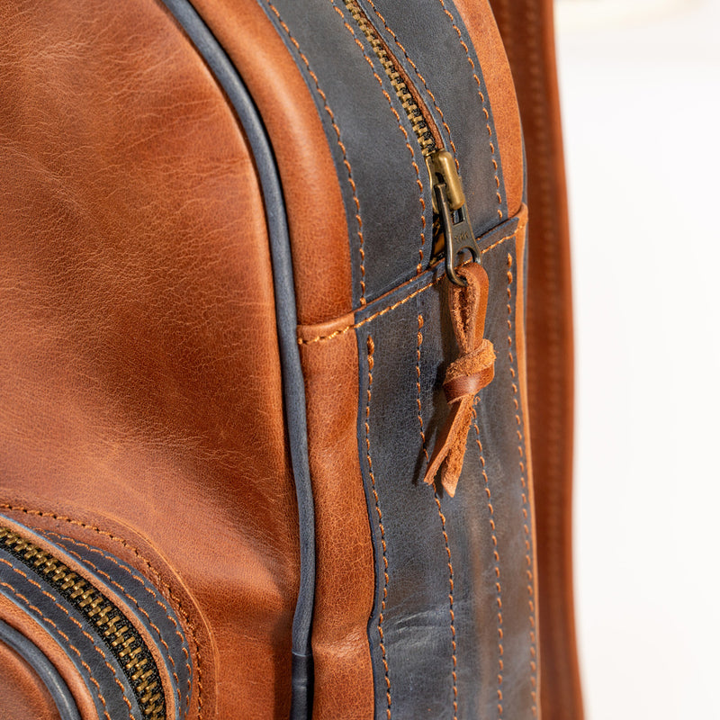 Çift Renkli Deri Sırt Çantası,%100 El Yapımı, Deri Erkek Sırt Çantası