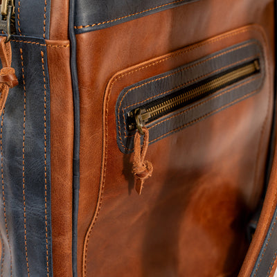 Çift Renkli Deri Sırt Çantası,%100 El Yapımı, Deri Erkek Sırt Çantası