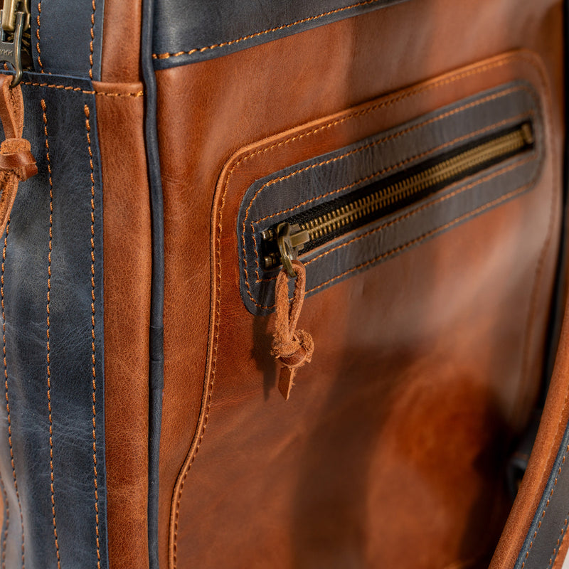 Çift Renkli Deri Sırt Çantası,%100 El Yapımı, Deri Erkek Sırt Çantası