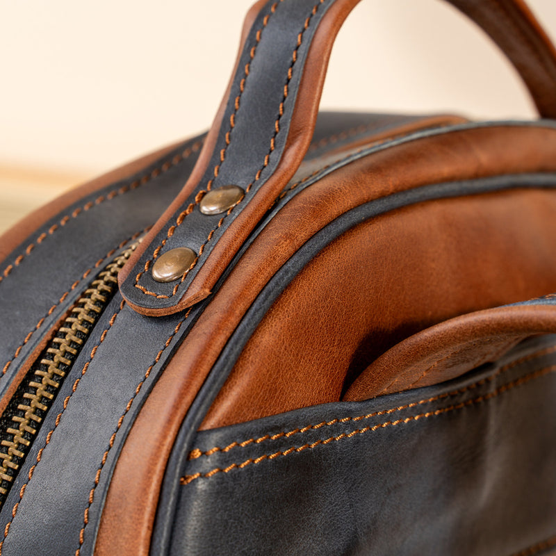 Çift Renkli Deri Sırt Çantası,%100 El Yapımı, Deri Erkek Sırt Çantası