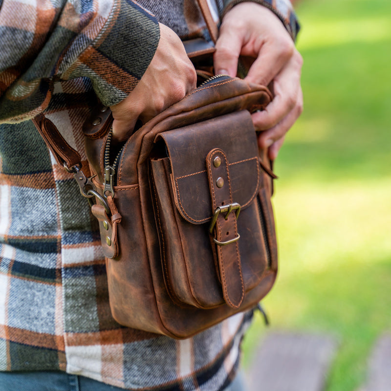 Hakiki Deri Erkek El Çantası, %100 El Yapımı