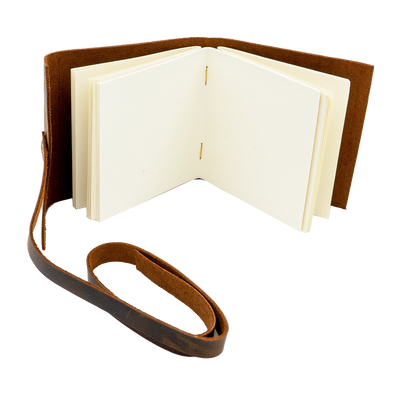 Mini Cep Deri Defter - Kahverengi, Yumuşak Kapaklı [ 8 cm x 8.5 cm ]