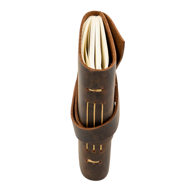 Mini Cep Deri Defter - Kahverengi, Yumuşak Kapaklı [ 8 cm x 8.5 cm ]