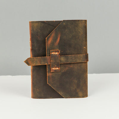 Leather notebook - brown, soft lid [15.5 cm x 12.5 cm]