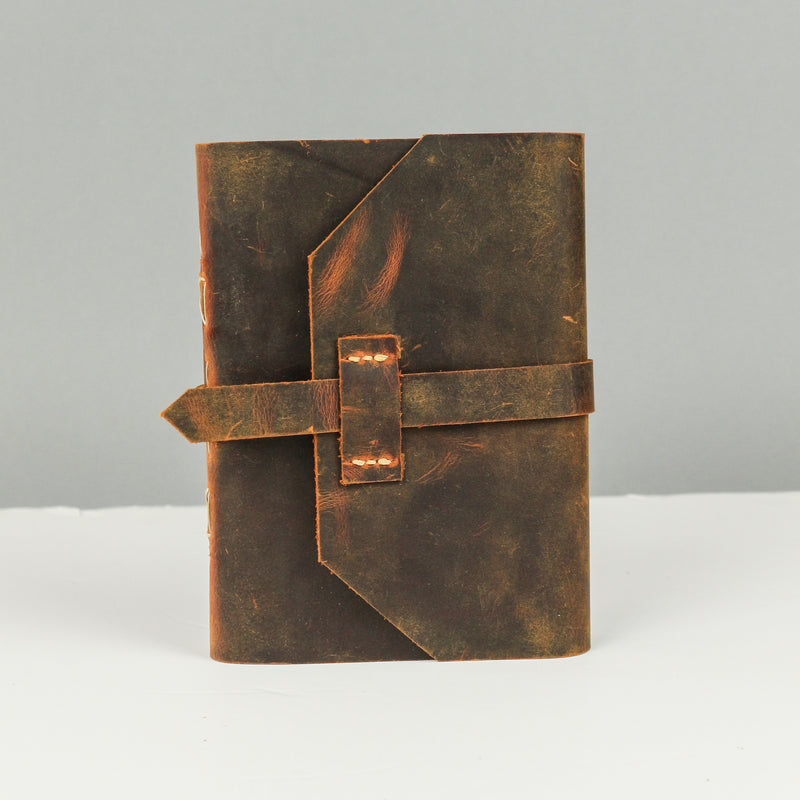 Leather notebook - brown, soft lid [15.5 cm x 12.5 cm]