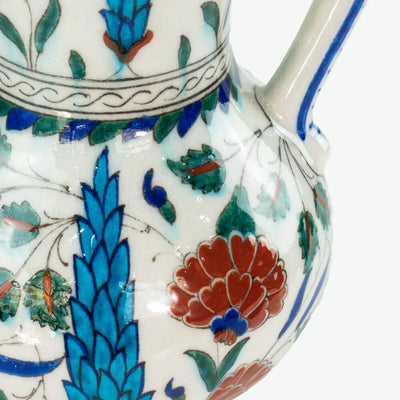İznik Çini Sürahi - Çiçek Motifli 16.yy Orjinal Replika [21 cm x 15 cm]
