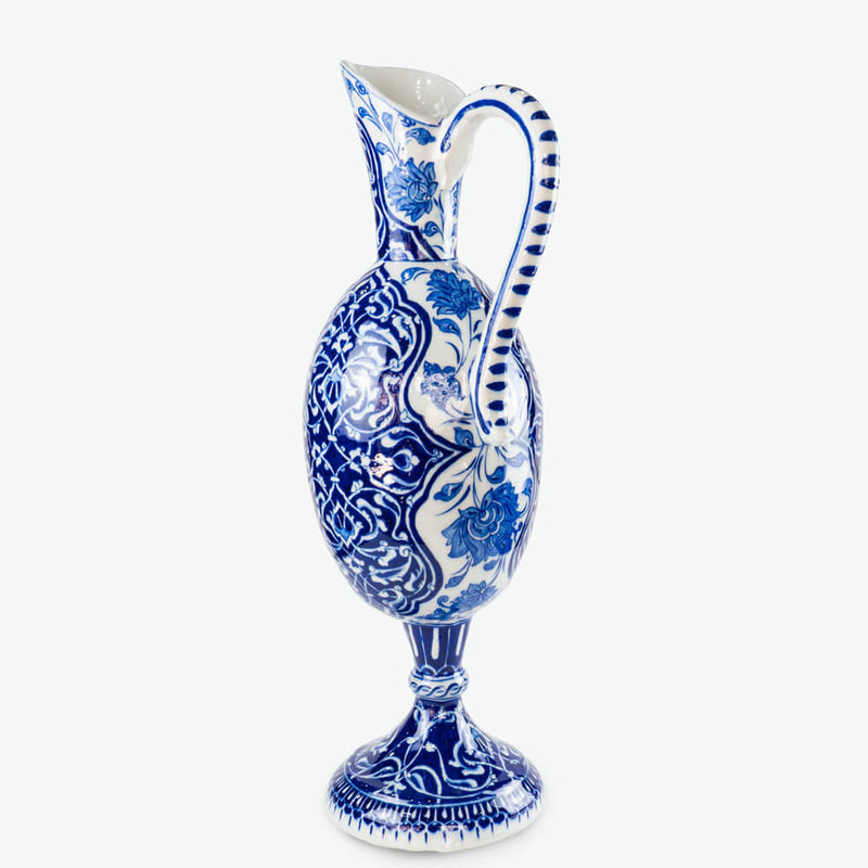 İznik Çini Dekoratif Sürahi - Mavi Beyaz Rumili [16,5 cm x 51 cm]