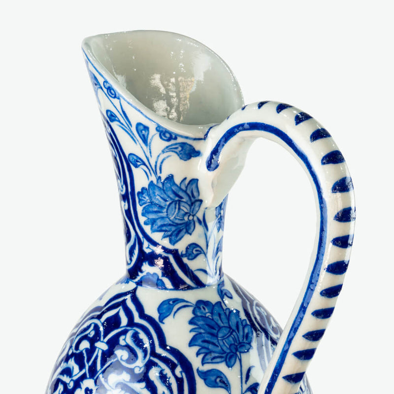 İznik Çini Dekoratif Sürahi - Mavi Beyaz Rumili [16,5 cm x 51 cm]