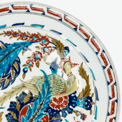 İznik Çini Tabak - 16. yy Orijinal Replika, Kuşlu [36 cm]