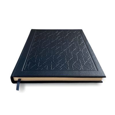 Sert Deri Kapaklı Lacivert El Yapımı Ciltli Deri Defter [19.5 cm x 15.5 cm]