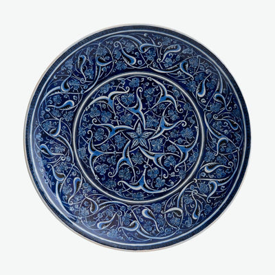 16. yy Orjinal Replika İznik Çini Tabak -Babanakkaş-Rumi Motifli [30,5 cm]