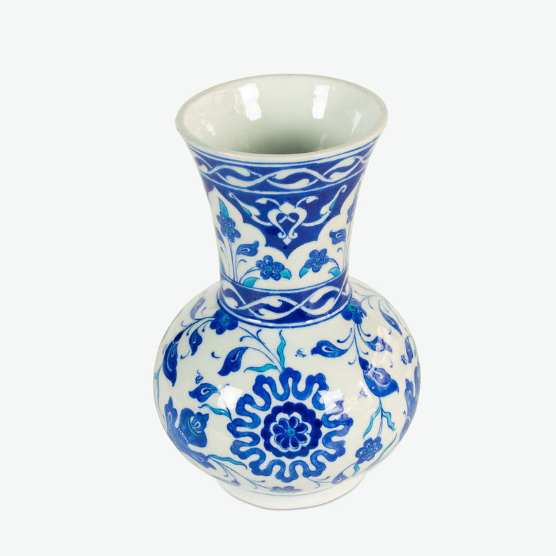 İznik Çini Vazo - Mavi Beyaz [14 cm x 21,5 cm]