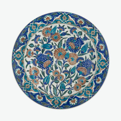 16. yy Orijinal İznik Replika Tabak - Nar Motifli ve Rumi Bordürlü [36 cm]