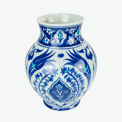 İznik Çini Vazo - Lale Desenli [17,5 cm x 23 cm]