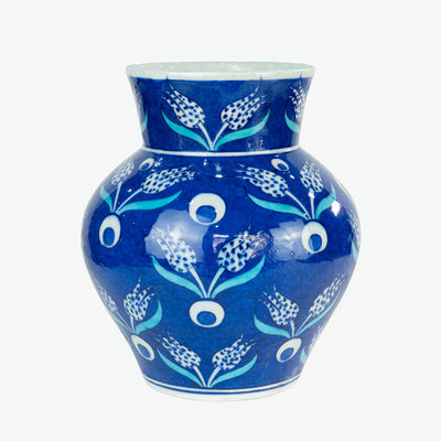İznik Çini Vazo - Çifte Lale Desenli [18 cm x 20 cm]