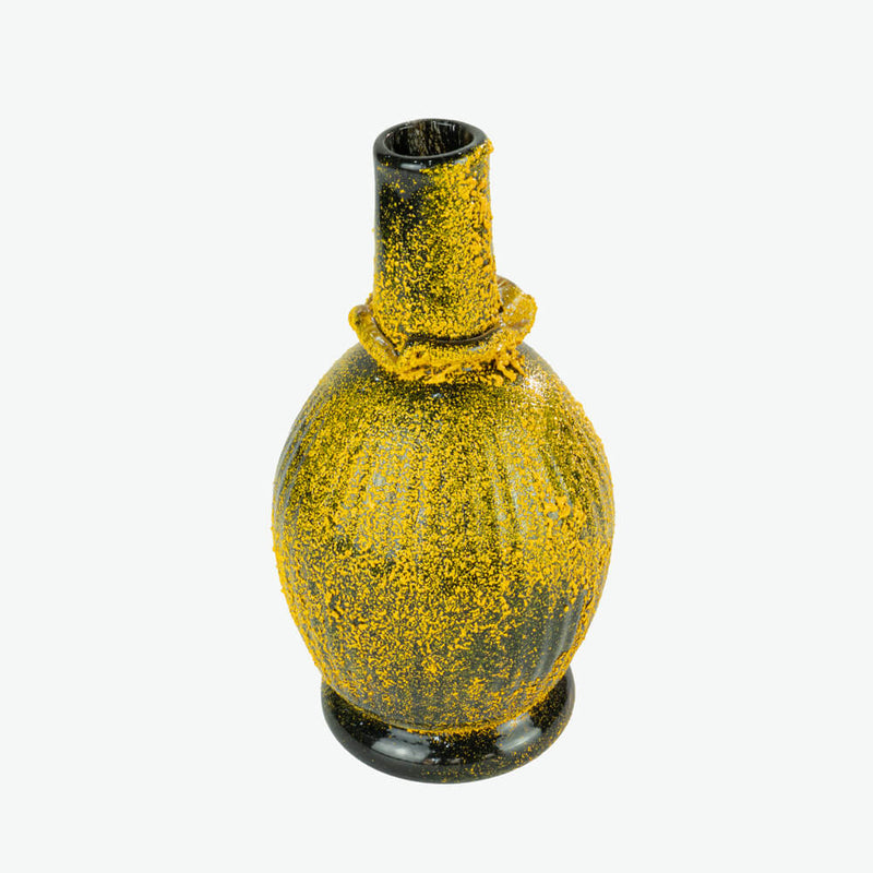 Handmade Mini Glass Vase - Rustic, Organic Shaped, Yellow [2.36" x 6.29"]