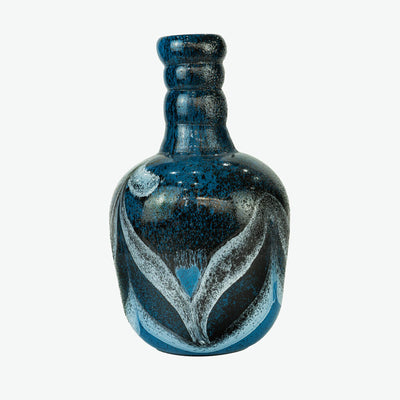 Handmade Glass Vase - Rustic, Organic Shaped, Blue [5.5" x 10"]