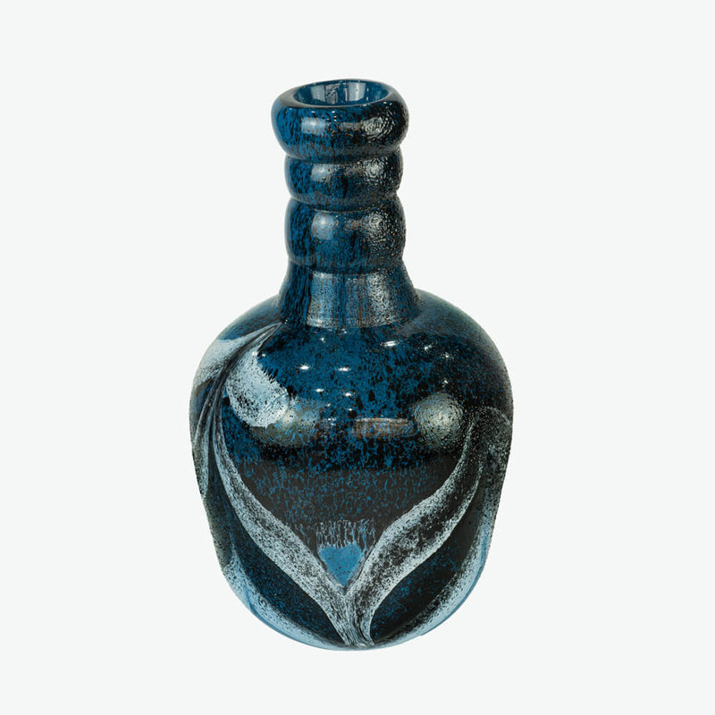 Handmade Glass Vase - Rustic, Organic Shaped, Blue [5.5" x 10"]
