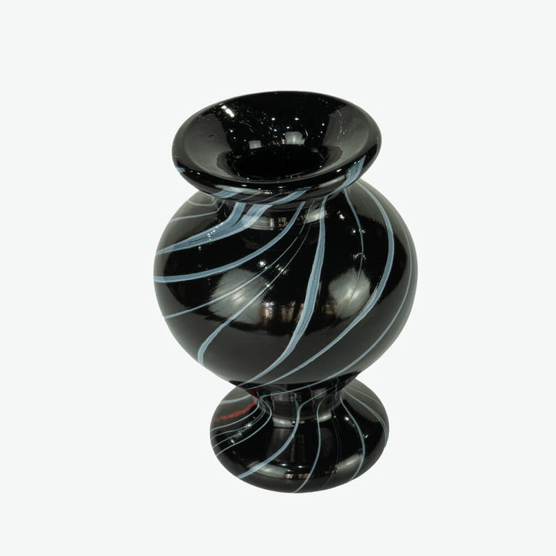 El Yapımı Siyah Organik Şekilli Mini Cam Vazo