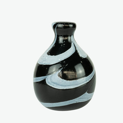 Handmade Mini Glass Vase - Organic Shaped, Black & White [2.36" x 1.18"]