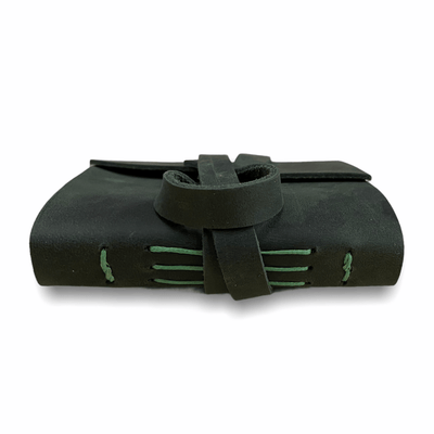 Mini Cep Deri Defter - Yeşil, Yumuşak Kapaklı [ 8 cm x 8.5 cm ]