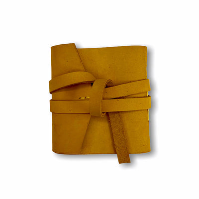 Mini Cep Deri Defter - Sarı, Yumuşak Kapaklı [ 8 cm x 8.5 cm ]