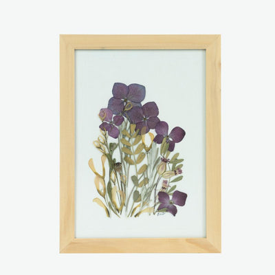 Mor Rüya Çiçek Kompozisyonu - Yaprak Sanatı Peyzaj Tablo - Hatıra